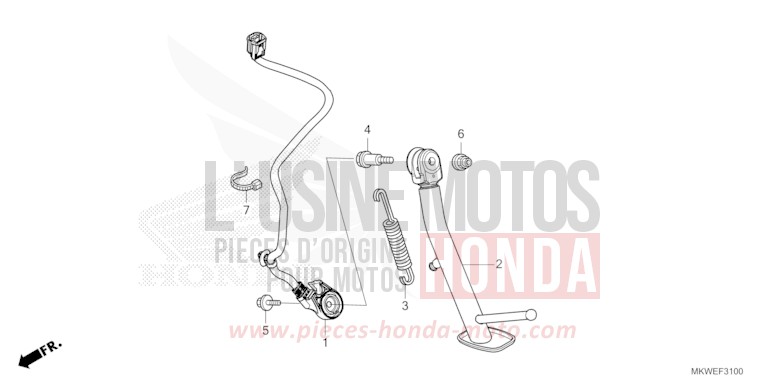 BEQUILLE LATERALE de NC750X "Méca" MAT PEARL GLARE WHITE (NHB54) 2025